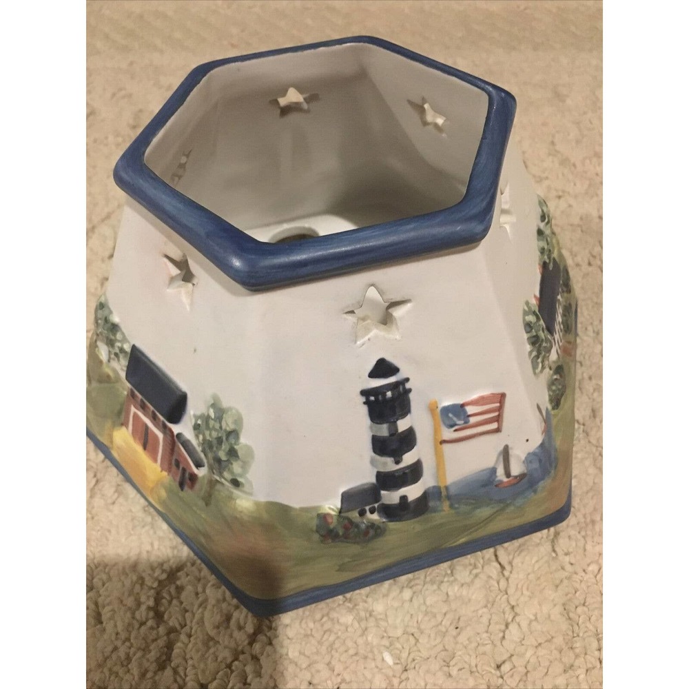 Waxcessories Primitive Large Jar Candle Shade Countryside Lighthouse Americana